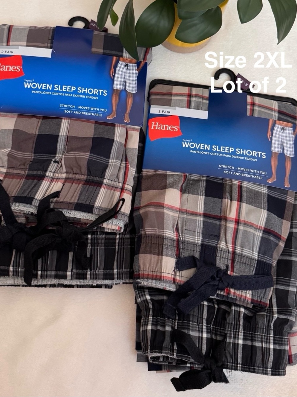 Hanes Men's Stretch Woven Sleep Jam Shorts, 2-Pack, 2XL